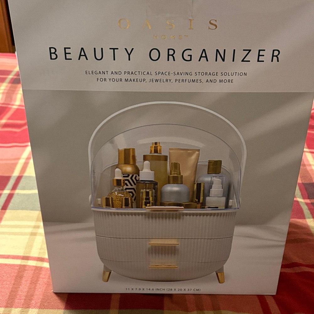 Oasis White and Gold Storage Caddy